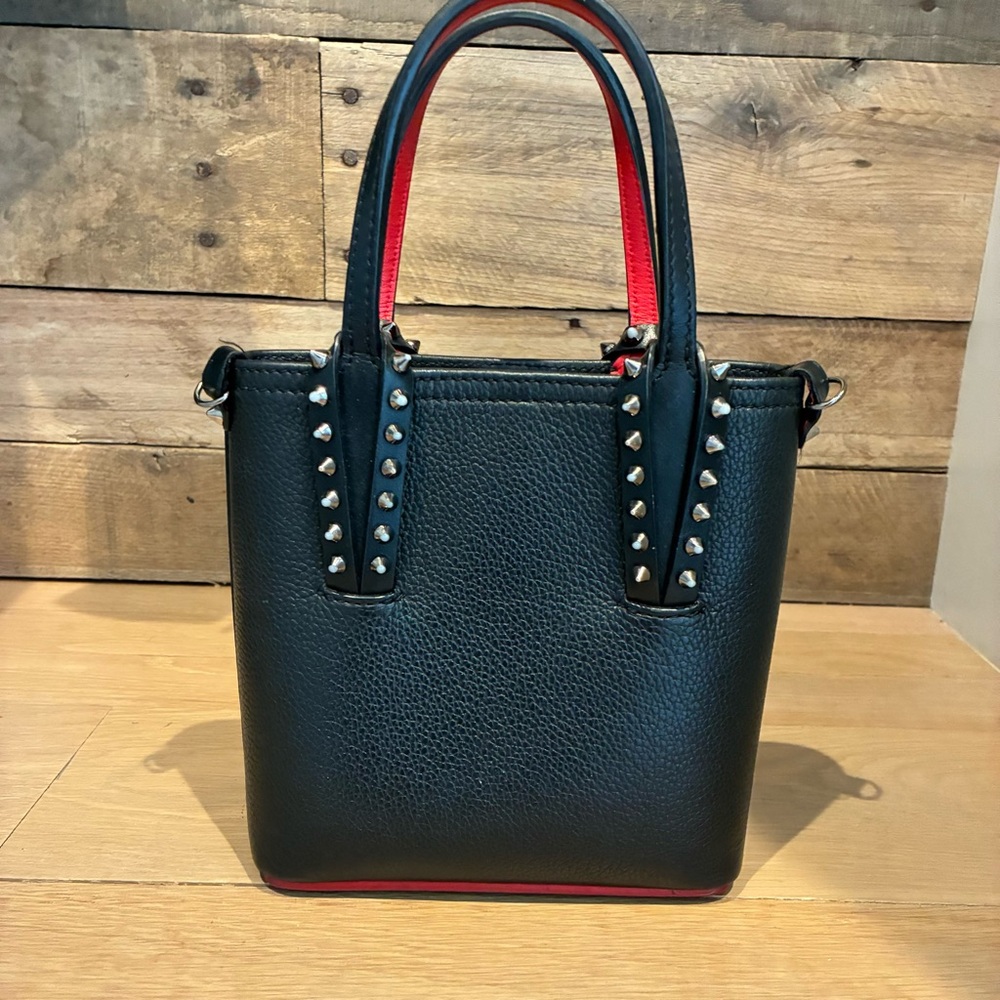 Christian Louboutin Black Mini Tote with Red Trim and Silver Studs